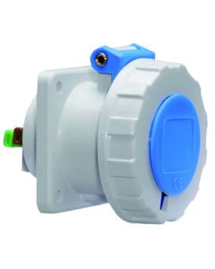 Panel mounting socket outlet straight - flange 75x75 fixing centers 60x60