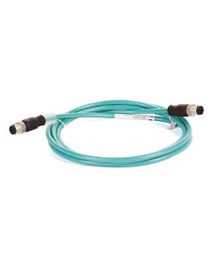1585 Ethernet Cables, 4 Conductors, M12, Straight Male, Standard, RJ45, Straight Male, Teal PUR, Shielded, 100BASE-TX, 100 Mbit/s, High Flex, PUR, Halogen Free, 10 million cycles