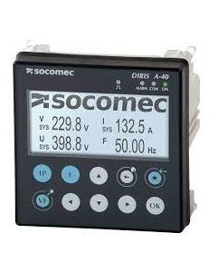 DIRIS A-40; Power Metering and Monitoring Device; 110-400 VAC 50/60 Hz; 120-300 VDC; Class 0.5 for the global measurement chain; 3 Digital inputs / 2 Digital outputs; RS485 output; Ethernet output; Modbus TCP; Modbus RTU; BACnet IP; FTP; SMTP; SNTP