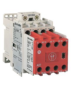 Safety Control Relay, 8 Pole, 3 N.O. / 1 N.C. Base, 3 N.O. / 1 N.C. Auxiliary, Bifuracated Contact, 24V DC (w/Elec. Coil)