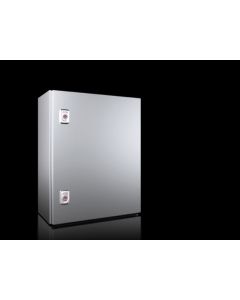 AX Compact enclosure, WHD: 400x500x210 mm, stainless steel 1.4301, with mounting plate, single-door, with two cam locks
