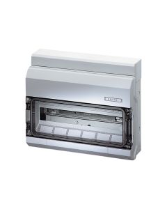 P65, 18 Modules, 1RowDistribution Board Dimension 403x333x129 (LxBxH)mm, Colour: Grey, RAL 7035