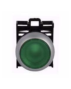 Illuminated pushbutton actuator, RMQ-Titan, Flush, maintained, green, Blank, Bezel: titanium